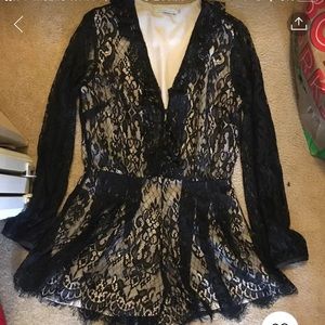 Black and cream lace romper